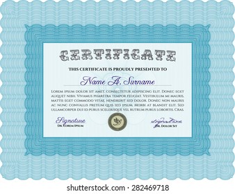 Certificate of achievement template. With guilloche pattern. Diploma of completion.Retro design. 