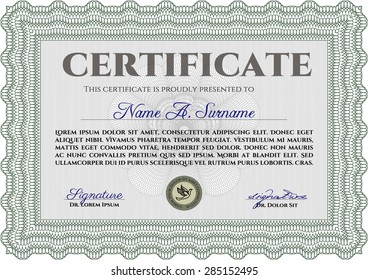 Certificate of achievement template. With guilloche pattern and background. Good design. Frame certificate template Vector.