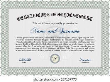 Certificate of achievement template. With guilloche pattern. Frame certificate template Vector.Good design. 