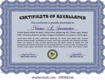 Certificate of achievement template. With guilloche pattern. Frame certificate template Vector.Good design. 