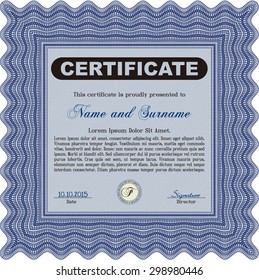 Certificate of achievement template. With guilloche pattern. Diploma of completion.Retro design. 
