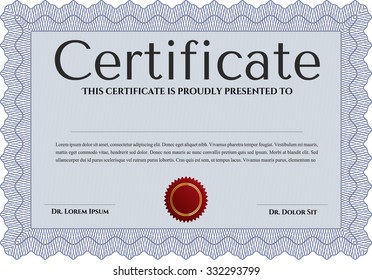 Certificate of achievement template. With guilloche pattern. Lovely design. Customizable, Easy to edit and change colors.