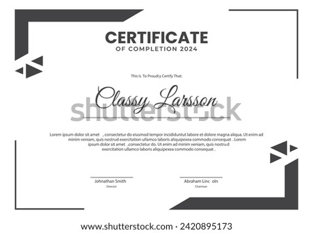 certificate of achievement template with minimal border for award diploma