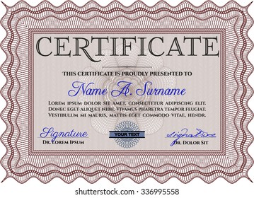Certificate of achievement template. Modern design. Frame certificate template Vector.Complex background. 