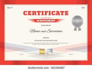 Certificate of Achievement template in modern theme with red border
