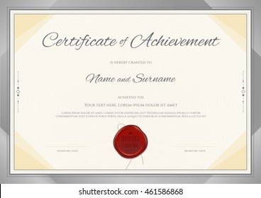 Certificate of Achievement template in modern theme with silver border