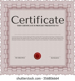 Certificate of achievement template. Nice design. Vector pattern that is used in money and certificate.With complex background. 