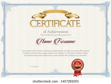 Certificate of Achievement. Template. Premium.