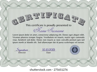 Certificate of achievement template. Printer friendly. Superior design. Frame certificate template Vector.
