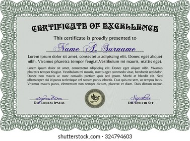 Certificate of achievement template. Printer friendly. Superior design. Frame certificate template Vector.