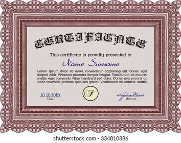 Certificate of achievement template. Printer friendly. Superior design. Frame certificate template Vector.