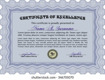 Certificate of achievement template. Printer friendly. Superior design. Frame certificate template Vector.
