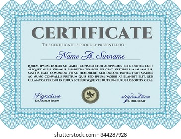 Certificate of achievement template. With quality background. Artistry design. Detailed.