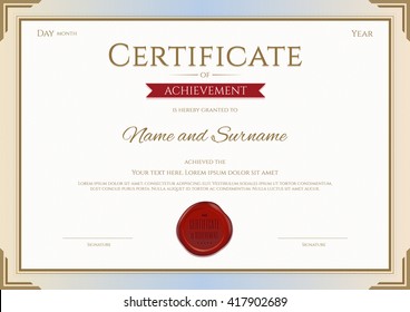 Certificate Design Template Wavy Lines Background Stock Vector (Royalty ...