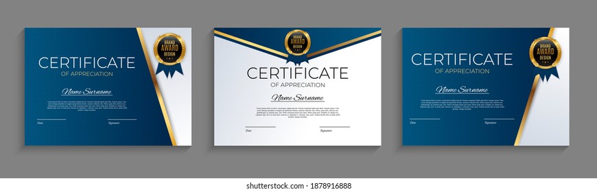 Certificate Achievement Template Set Background Gold Stock Vector ...