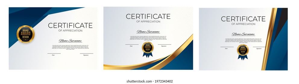 Certificate of achievement template set Background collection set. Award diploma design blank. Vector Illustration EPS10
 