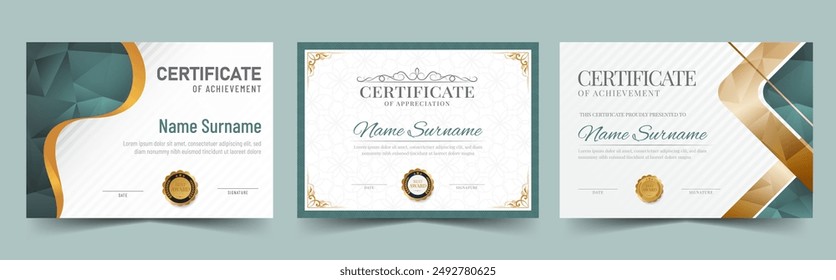 Certificate of achievement template set. Elegant and luxurious awards diplomas background, Certificate frame