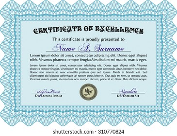 Certificate of achievement template. Superior design. Vector pattern that is used in currency and diplomas. Printer friendly. 
