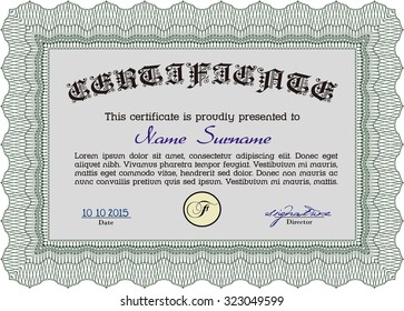 Plantilla de certificado de progreso. Diseño superior. Patrón vectorial que se utiliza en moneda y diplomas.Acorde con la impresora. 