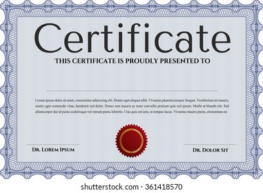 Plantilla de certificado de progreso. Diseño superior. Detallado.Con fondo lineal. 