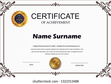 Luxury Certificate Template Watermark Background Border Stock Vector ...