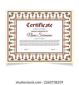 Certificate of achievement template in vector with applied Thai line in yellow gold tone - Vector