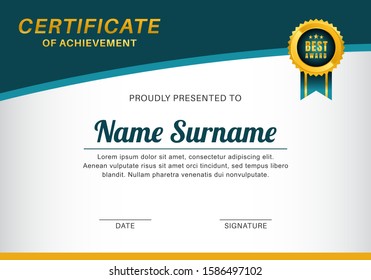 Certificate of achievement template vector design.
