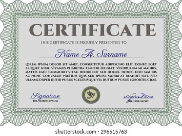 Plantilla de certificado de progreso. Ilustración vectorial.Con patrón guilloche. Diseño superior. 