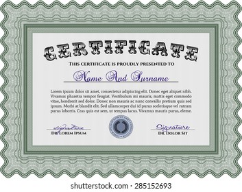 Certificate of achievement template. Vector pattern that is used in currency and diplomas.Printer friendly. Complex design. 