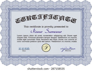 Certificate of achievement template. Vector pattern that is used in money and certificate.With complex background. Good design. 