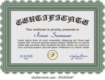 Certificate of achievement template. Vector pattern that is used in money and certificate.With complex background. Good design. 