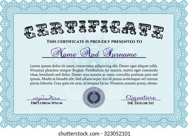 Certificate of achievement template. Vector pattern that is used in money and certificate.With complex background. Good design. 
