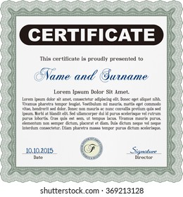 Certificate of achievement template. Vector pattern that is used in currency and diplomas.Elegant design. With complex linear background. 