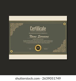 Certificate of achievement template with vintage gold border