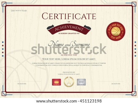 certificate achievement template wooden texture background stock sport certificate sample