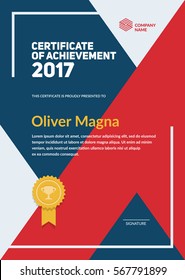 "Certificate of Achievement" trendy design. Geometric shapes composition. Layered eps10 vector.