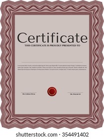 Certificate of achievement. Vector illustration.Artistry design. With background. 