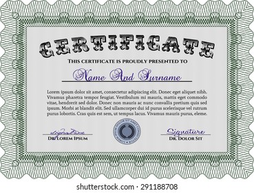 Certificate of achievement. Vector pattern that is used in money and certificate.Excellent design. With linear background. 
