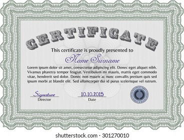 Certificate of achievement. Vector certificate template.Modern design. With complex background. 