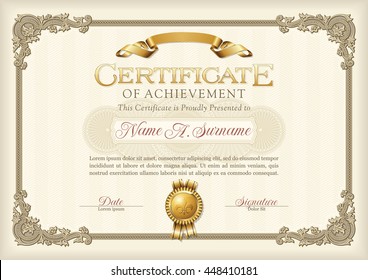 Certificate of Achievement Vintage Frame. 