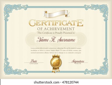 Certificate Achievement Vintage Frame Landscape Stock Vector (Royalty ...