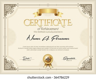 Certificate of Achievement Vintage Gold Frame Beige