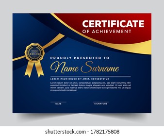 Certificate of achievements design template with abstract shapes and elements