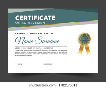 Certificate of achievements design template with abstract shapes and elements