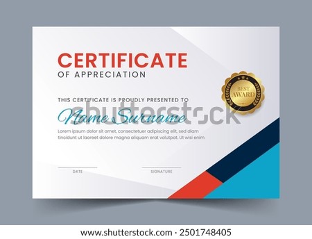 Certificate of achivement modern and elegant template for awards, business and education
