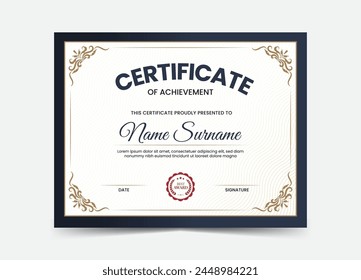 Certificate of achivement. Retro vintage diploma template