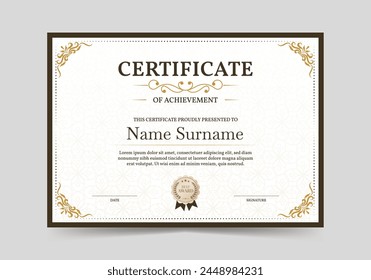 Certificate of achivement template.Traditional luxury certificate