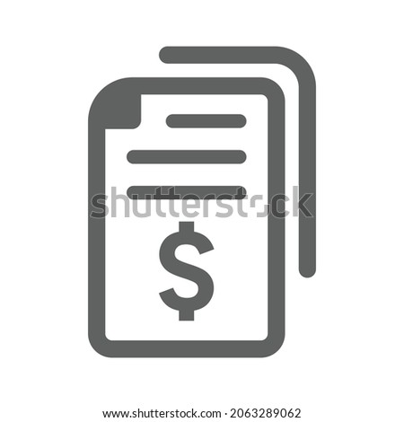 Certificate, agreement, dollar icon. Gray vector graphics.