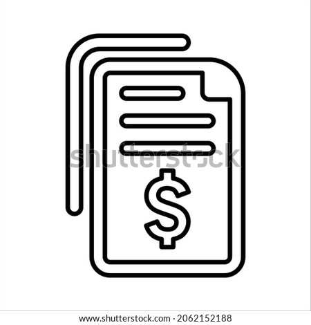 Certificate, agreement, dollar, line icon. Outline vector.