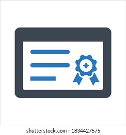 Certificate, agreement, license, document icon on white background